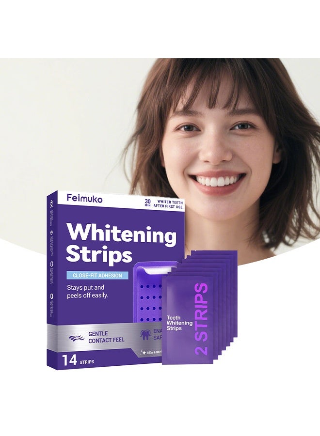Feimuko Purple lustrous oral care strips - Portable for daily use at home, suitable for oral care, easy to use and effective for brightening teeth (14 STRIPS) - Image 1